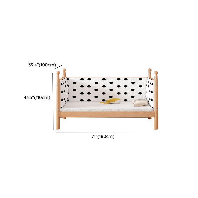 Naitural Nursery Crib with Guardrail Farmhouse Baby Crib in Solid Wood