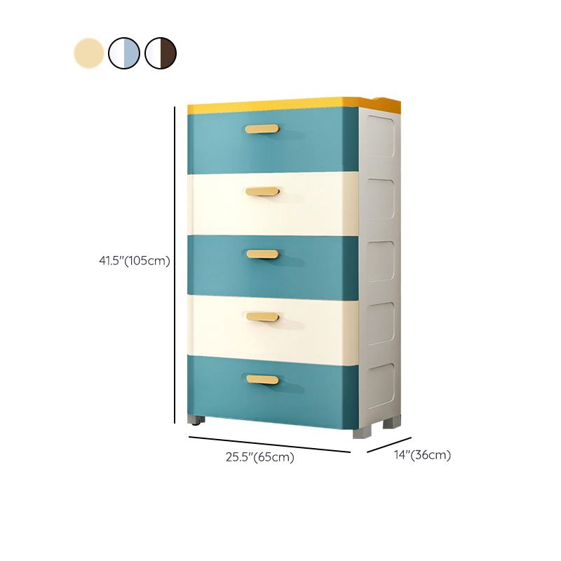 Modern Chest Nursery Dresser Plastic Kids Nightstand with 5 Drawers