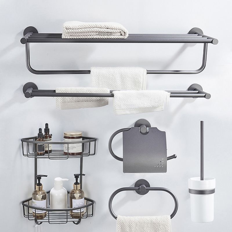 Traditional Gray Brass Bath Hardware Set Towel Bar Bathroom Hardware Set