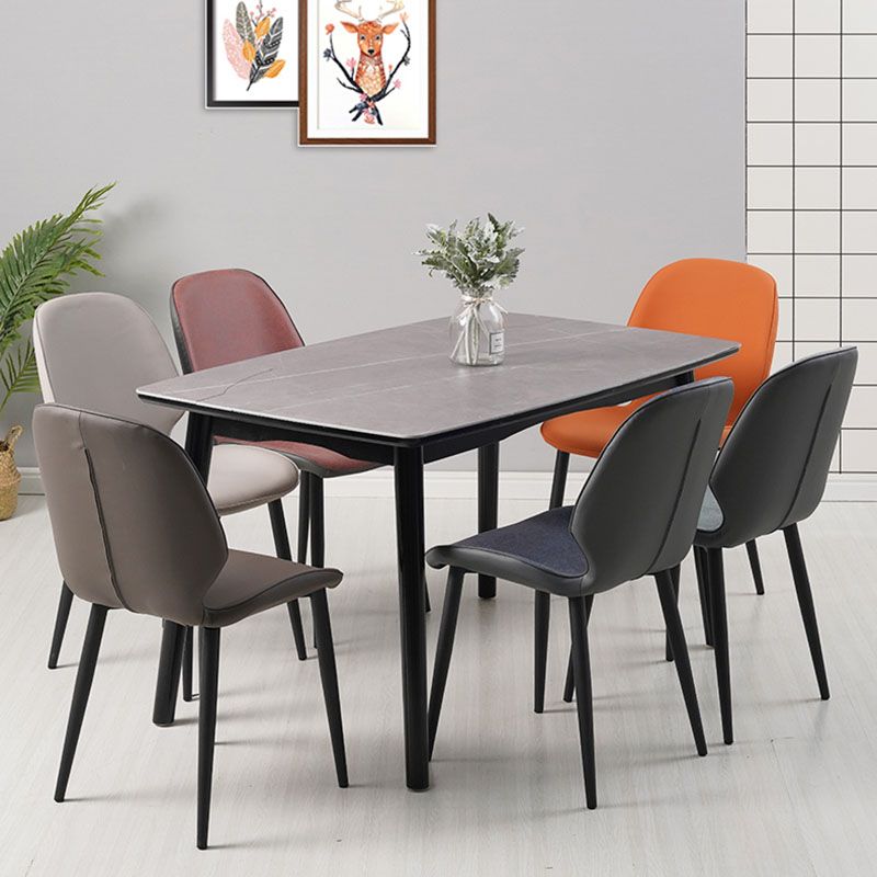 Contemporary Style Dining Chairs Kitchen Armless Wingback Chairs with Metal Legs