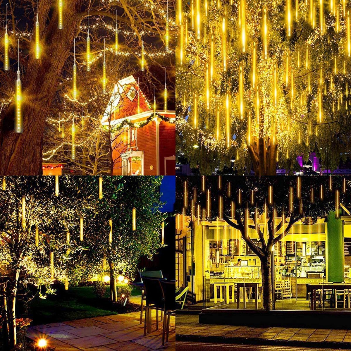 Meteor Shower Curtain String Lights Art Decor 8-Head Plastic LED Christmas Light