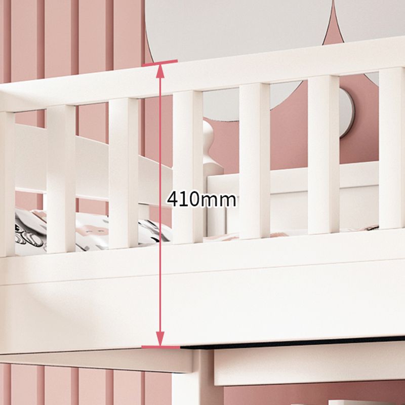 Traditional Style Kid Bed in White Solid Wood Standard Bunk Bed