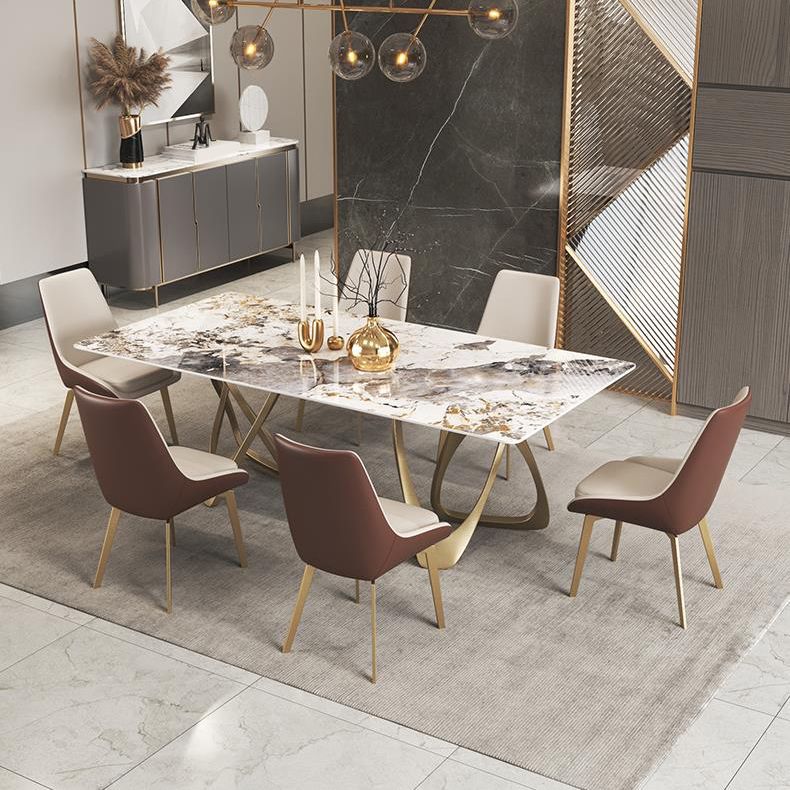 Glam Beige Dinette Set for Home 1/4/5/7 Pieces Stone Top Dining Table Set