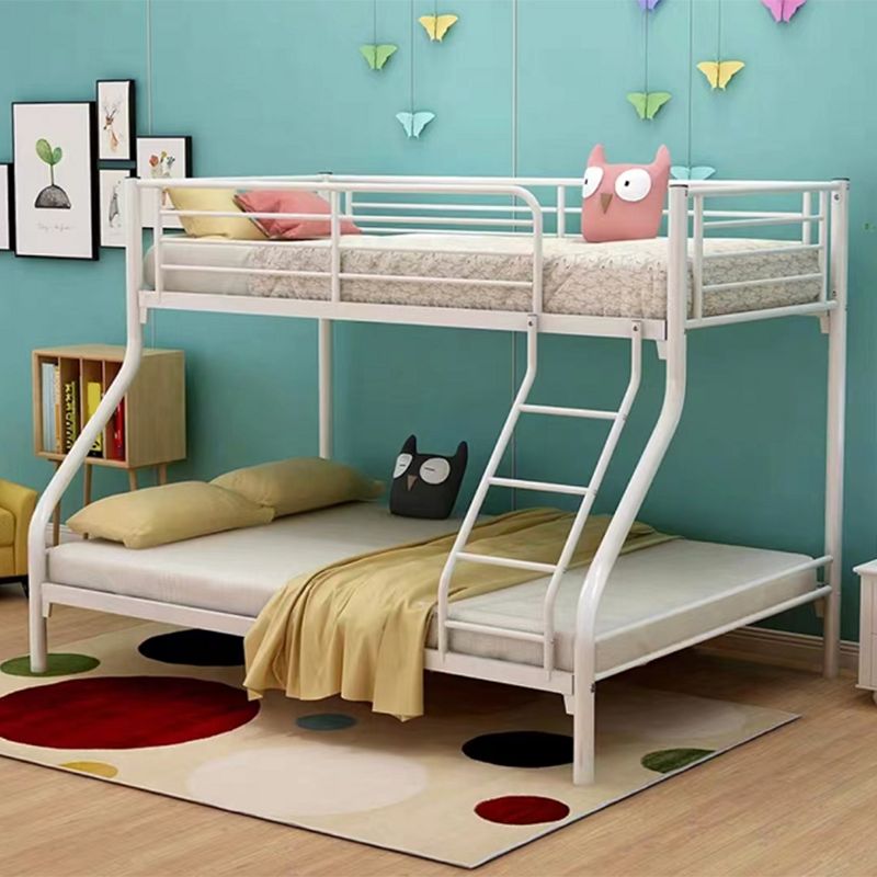 Metal Standard Bunk Bed with Built-In Ladder Modern Iron High Loft Bed Frame