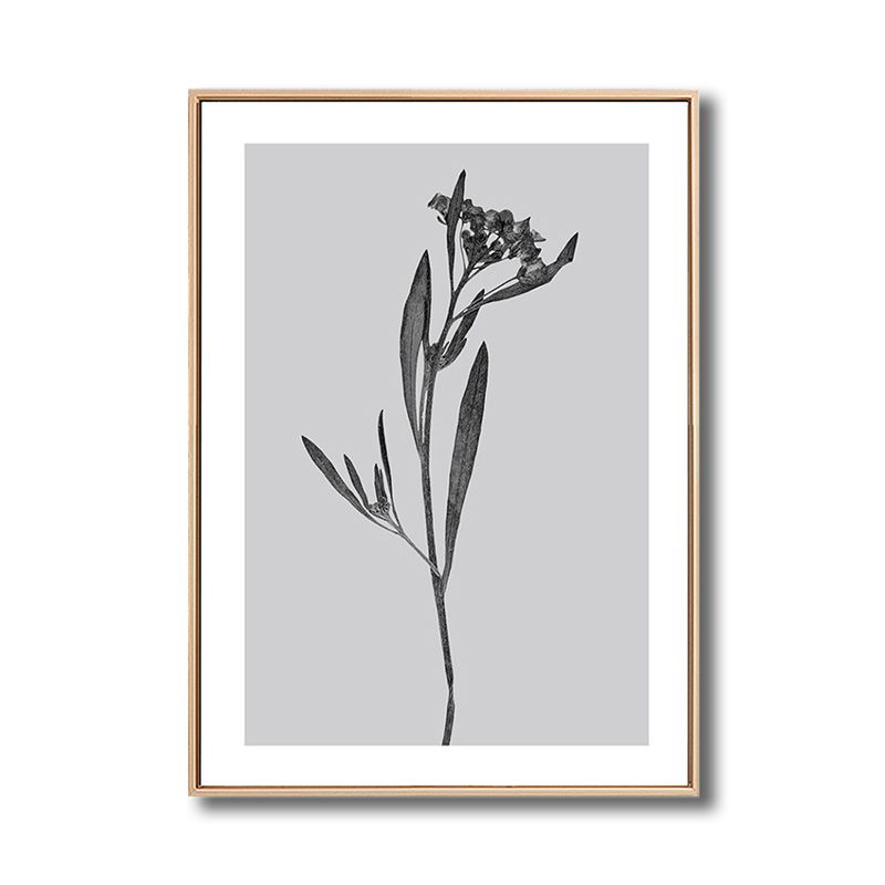Gray Botanical Canvas Print Vintage Style Textured Wall Art Decor for Living Room