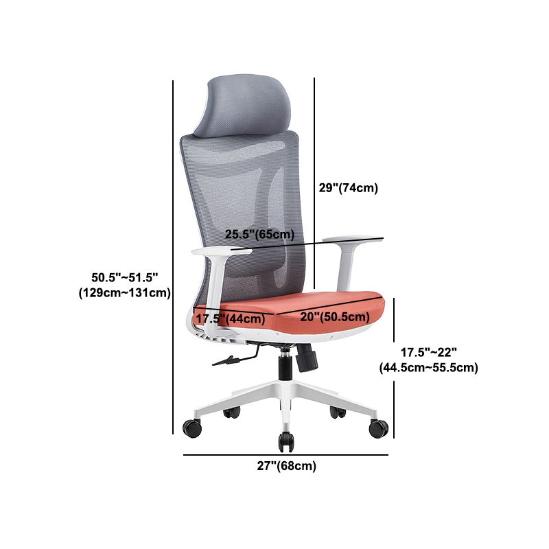 Modern Adjustable Arms Chair with Wheels Mesh-back Task Chair