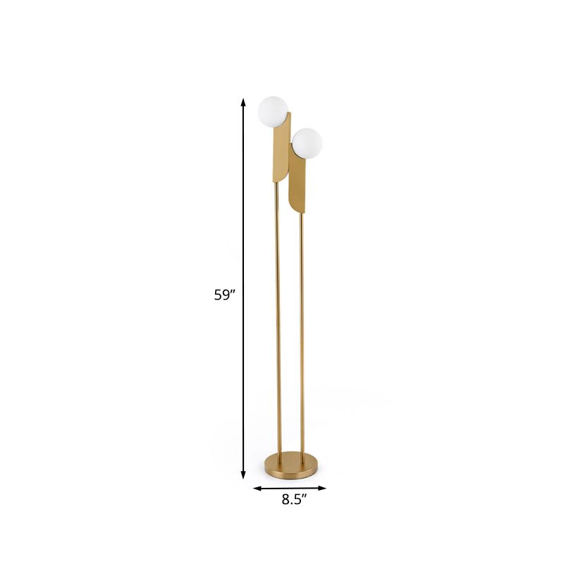 Nordic Orb-Rectangle Standing Lighting Glass LED Bedside Reading Floor Lamp in Gold