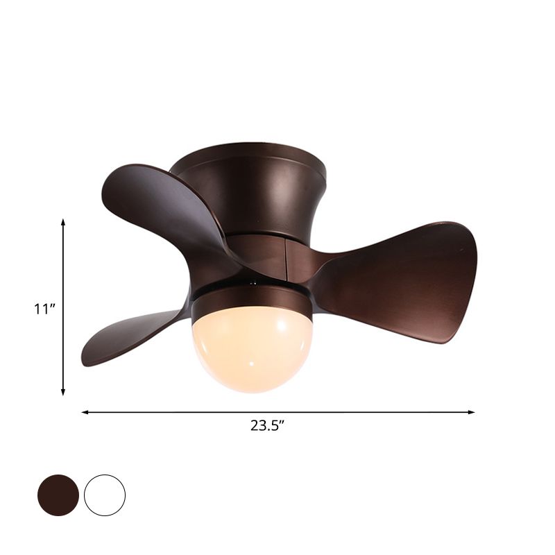 Iluminación nórdica de ventilador acrílico de medio globos 23.5 "de ancho LED de techo LED de 3 cuchillas en café/blanco