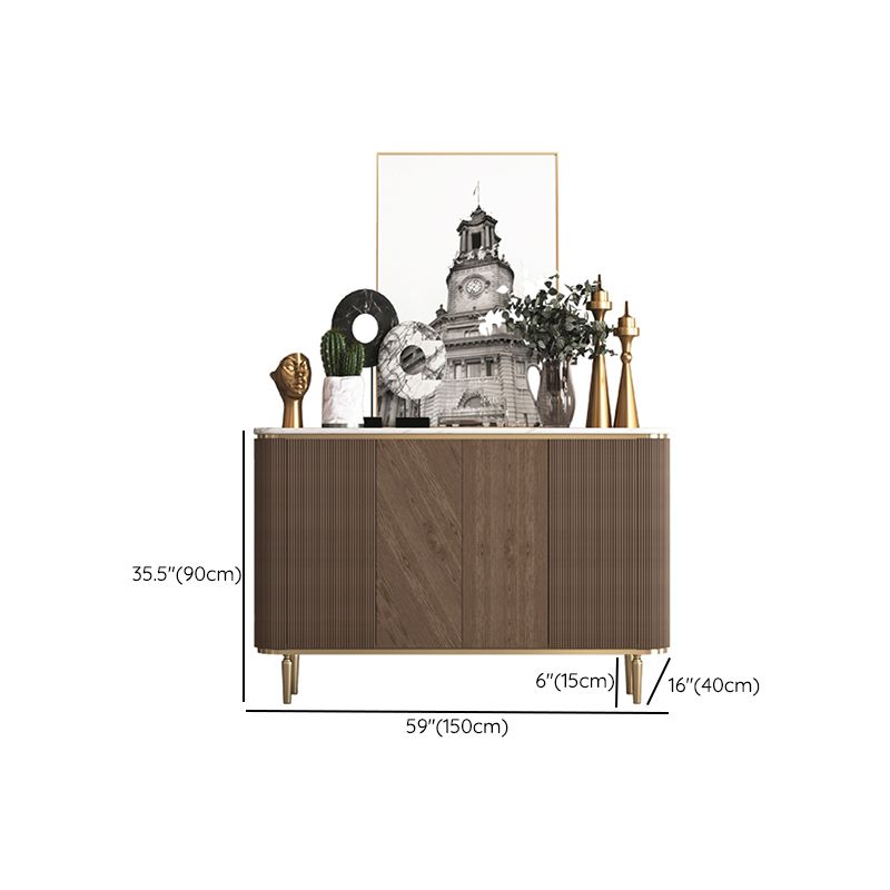 Glam Side Board Marble Sideboard Cabinet with Doors for Kitchen