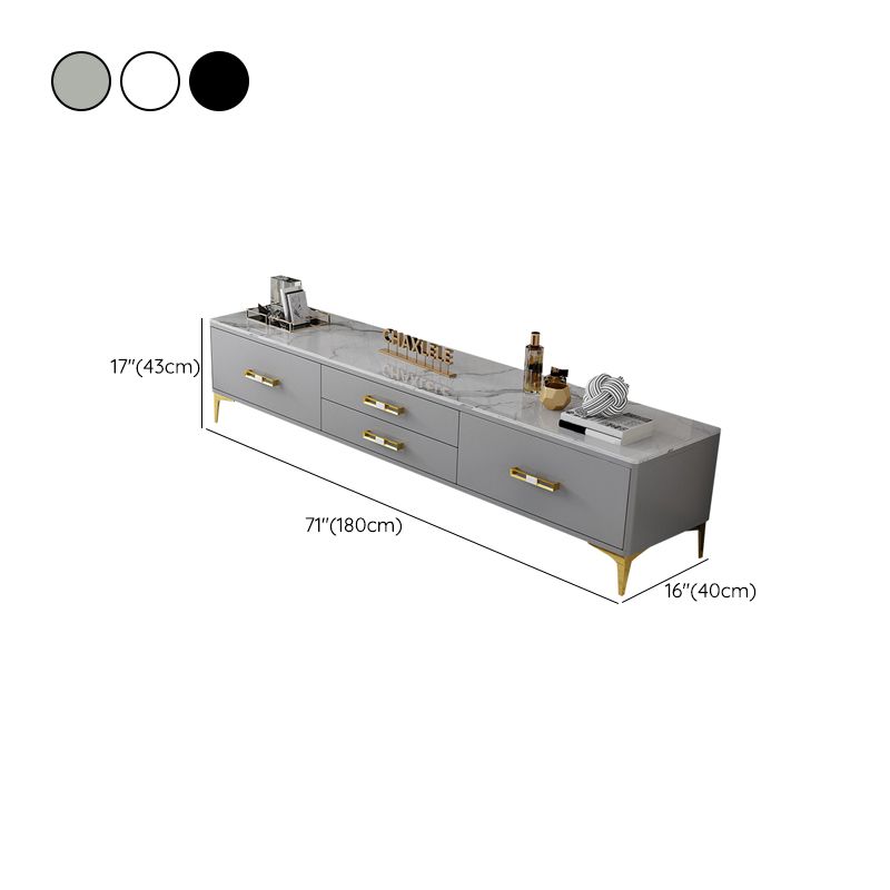 Glam Enclosed Storage TV Stand Stone TV Media Console with 4 Drawers