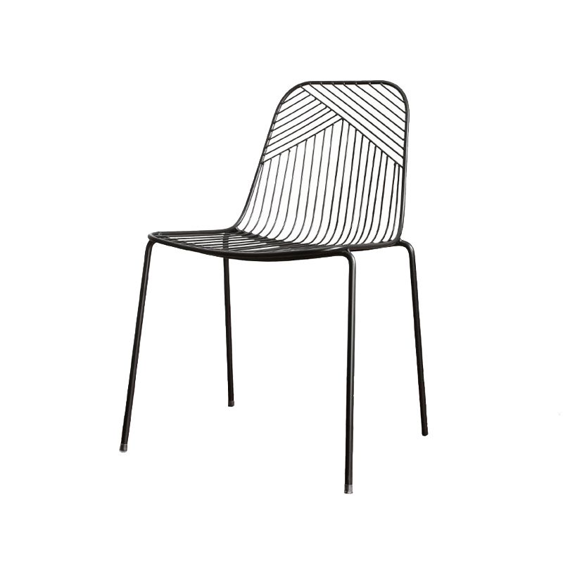 Armless Side Chair Metal High Backrest Outdoors Dining Chairs