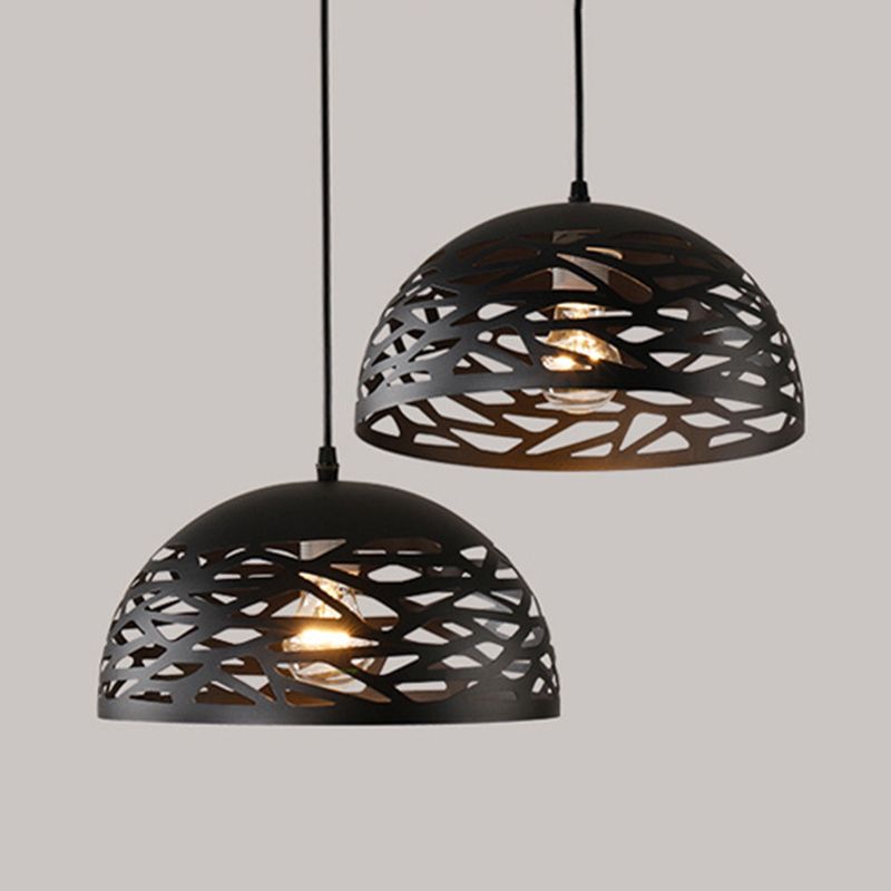 1 Light Dome Lamp Hanging Ceiling Lights Creative Industrial Metallic Pendant Light Fixtures for Restaurant