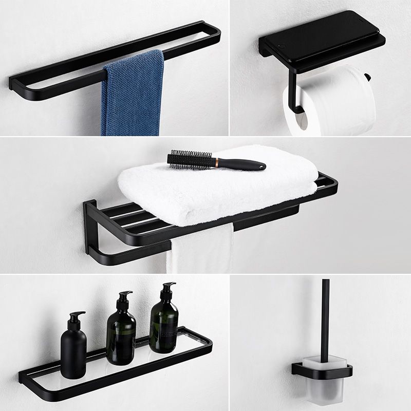 Contemporary Style Black Bathroom Accessory Set Metal Towel Bar