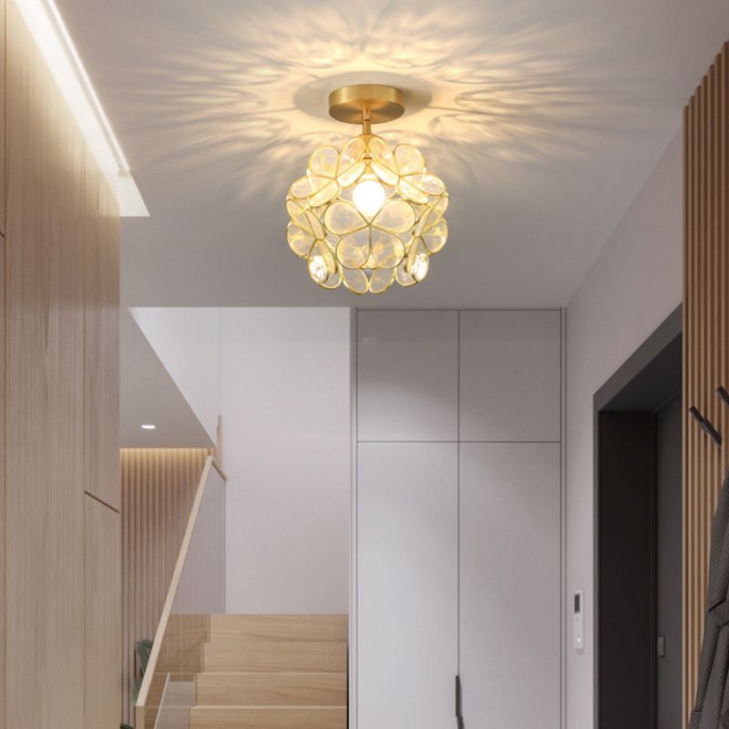 Modern Ceiling Light 1-Light Ceiling Mount Light with Glass Shade for Aisle