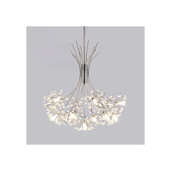 Éclairage de lustre perlé à cristal transparent avec design de bouquet moderne 13/19 Lumières Black / Chrome suspendues