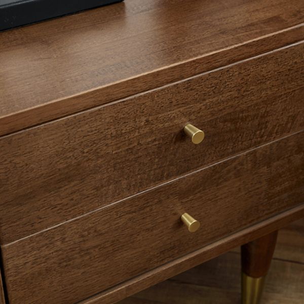 Glam Rubber Wood Accent Table Nightstand Drawers Included with Legs