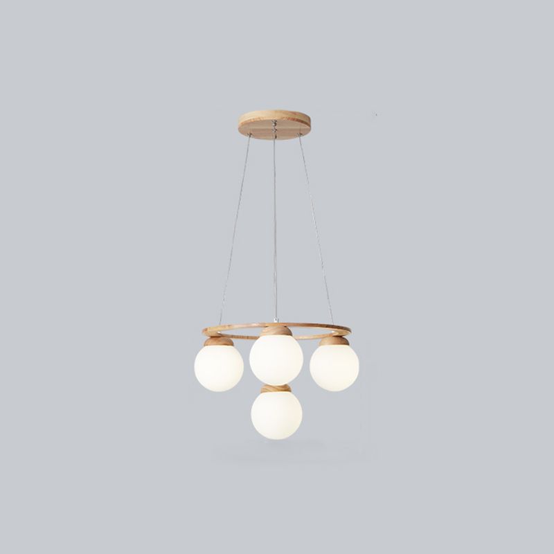 Circle Chandelier Lighting Fixture Simple Wooden Hanging Ceiling Light for Living Room