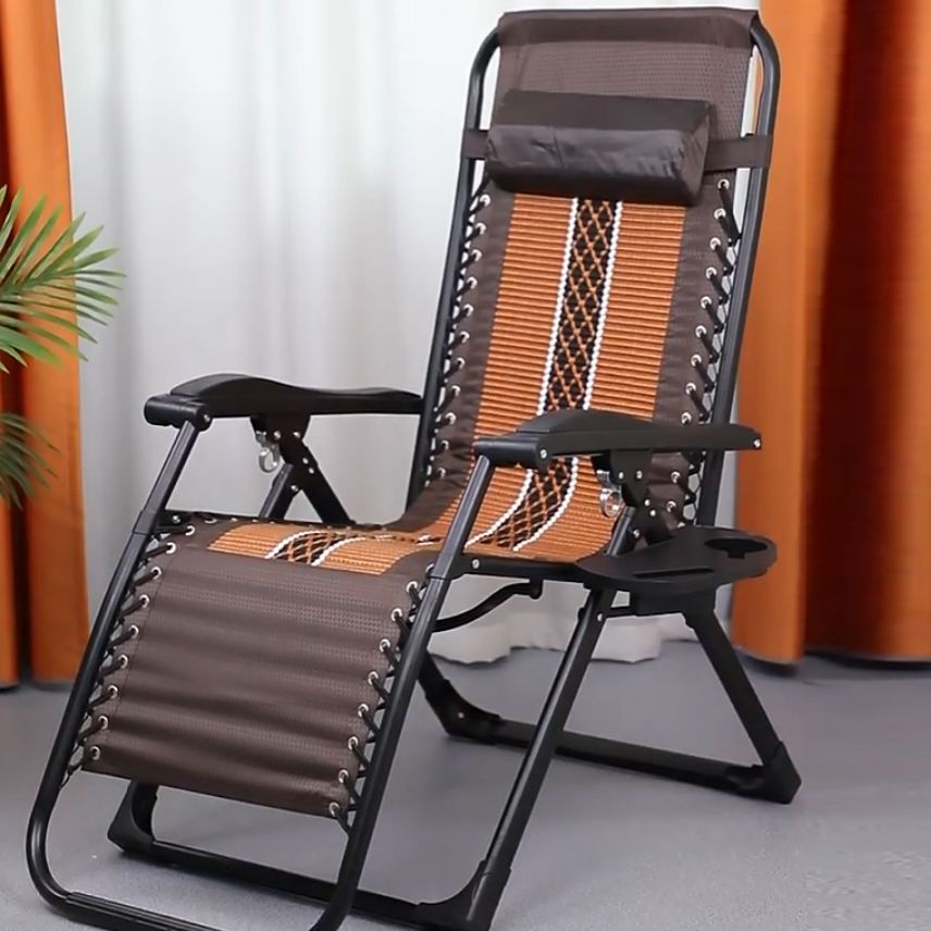 Traditional Recliner Chair with Metal Base and Arms and Cup Holders