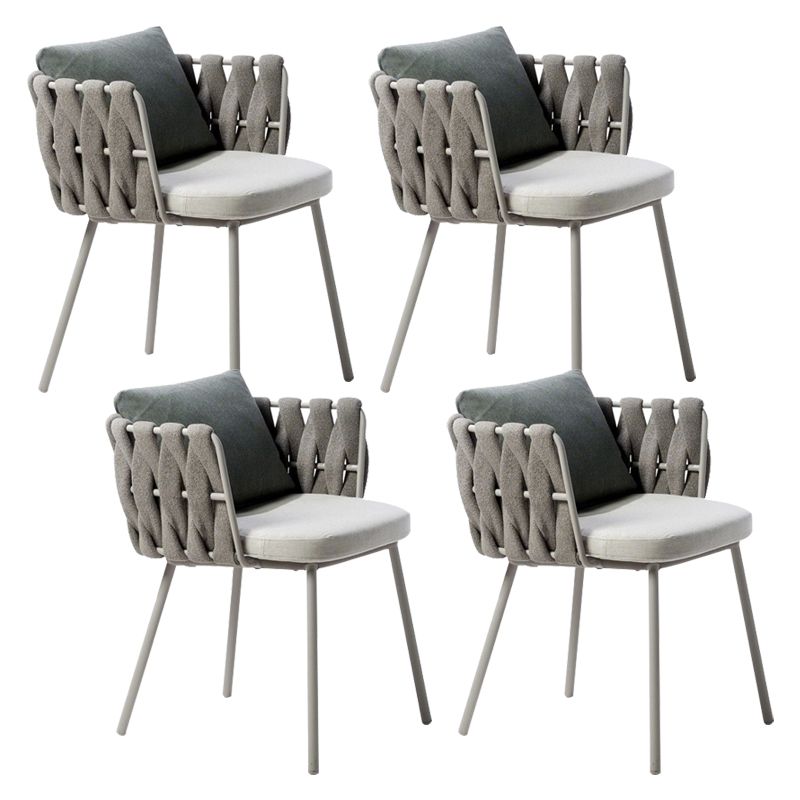 Tropical Grey Patio Dining Chair with Aluminum Base Dining Chairs