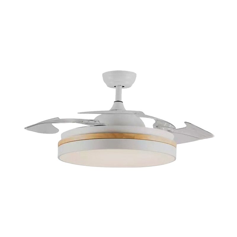 42" W Acrylic White Ceiling Fan Light Circular LED Minimalist Semi Flushmount with 4 Clear Blades for Living Room