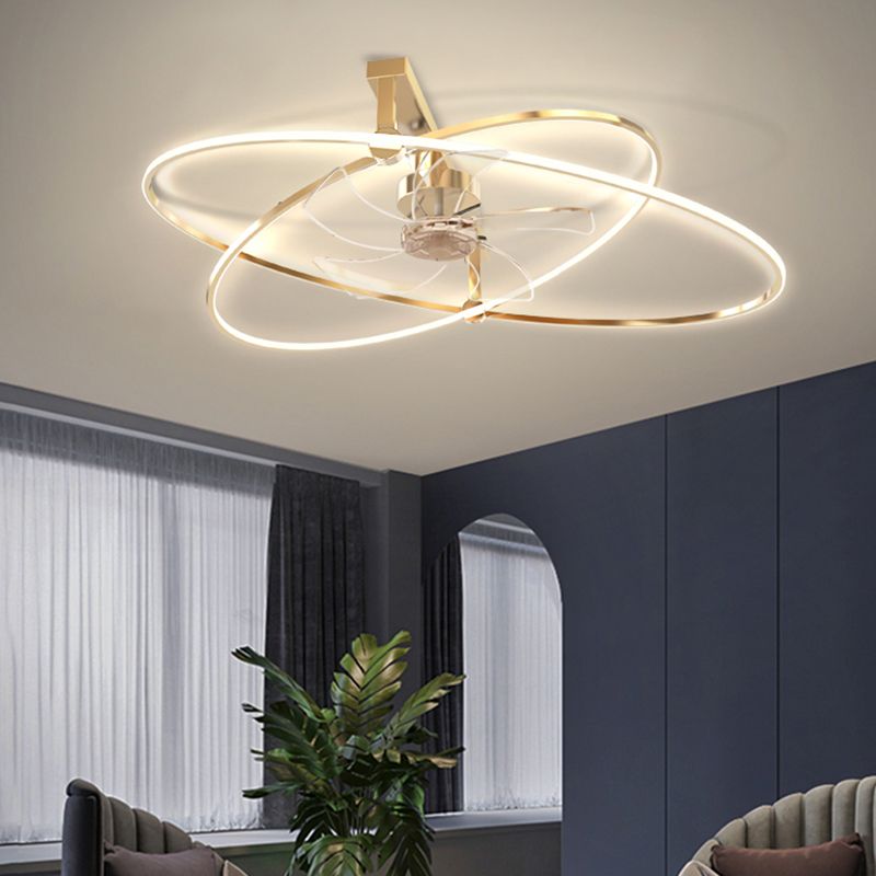 Cross Ellipse Ceiling Fan Metal Contemporary Fan Lighting for Living Room