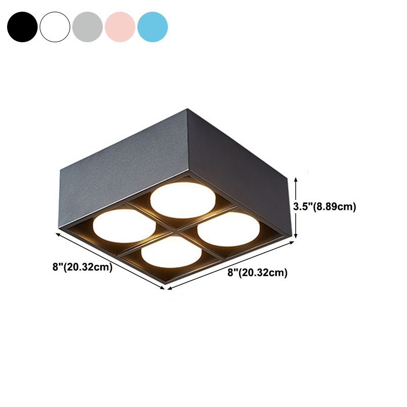 Modern Simple Style Iron Ceiling Light Square Shape Colorful Ceiling Lamp for Bedroom