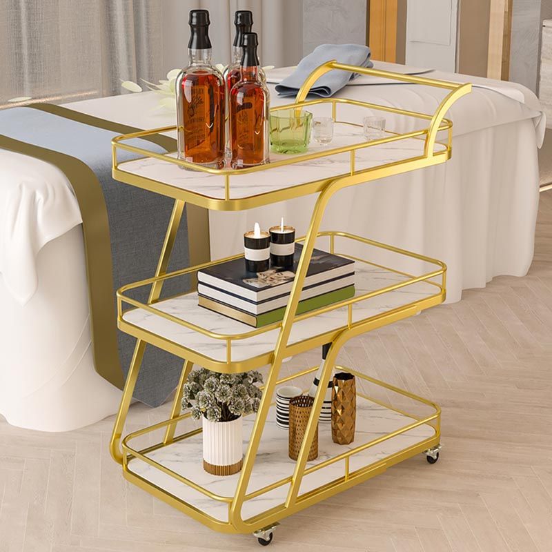 35.43" High Rolling Contemporary Prep Table Metal Prep Table with Open Storage