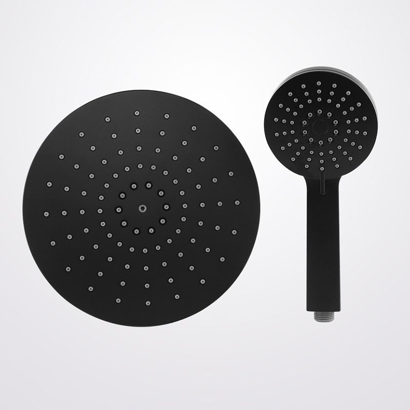 Contemporary Black Round Shower Head Combo Rain Fall Hand Shower