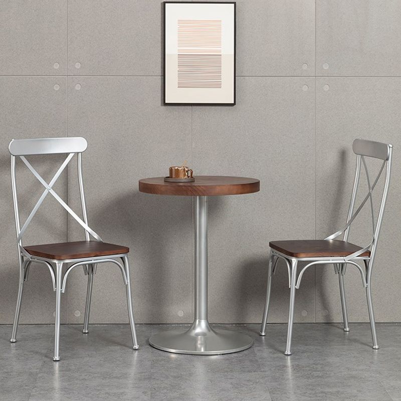 Industrial Cross Back Side Chair Metal Armless Dining Chair for Brasserie