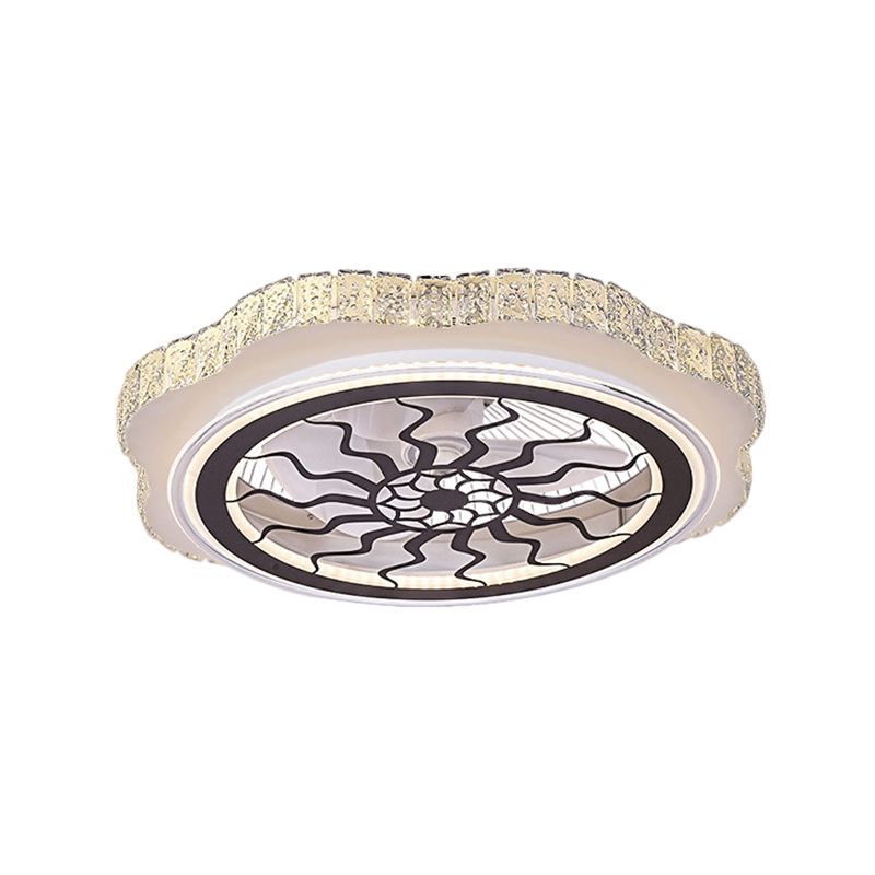 Sunflower/Plum Blossom/Star Patrón colgante Luz de ventilador Modernos de corte rectangular de 23.5 "W LED White Semi-Flush Monte