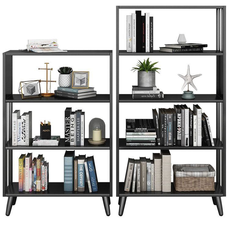 Modern Style Metal Bookshelf Black Open Back Bookcase for Home Office