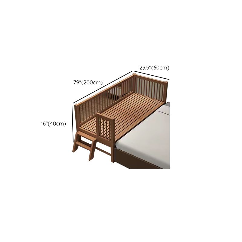 Modern Baby Crib Washed Natural Beech with Guardrail Nursery Bed