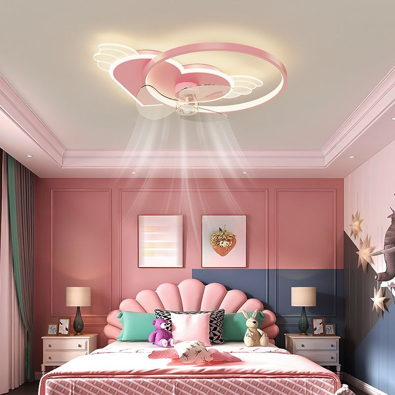 3-Blade Children Ceiling Fan LED Pink Fan with Light for Bedroom