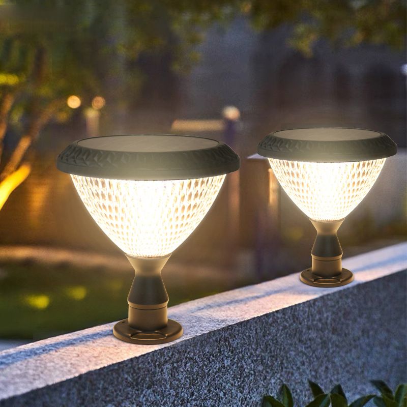 Nordic Style Outdoor Light Geometry Shape Solar Energy Pillar Lamp for Outdoor