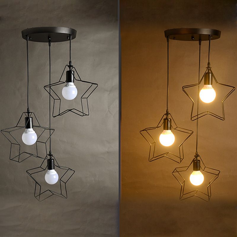 Star Shape Industrial Style Bulb Pendant Lighting for Sitting Room Coffee Shop