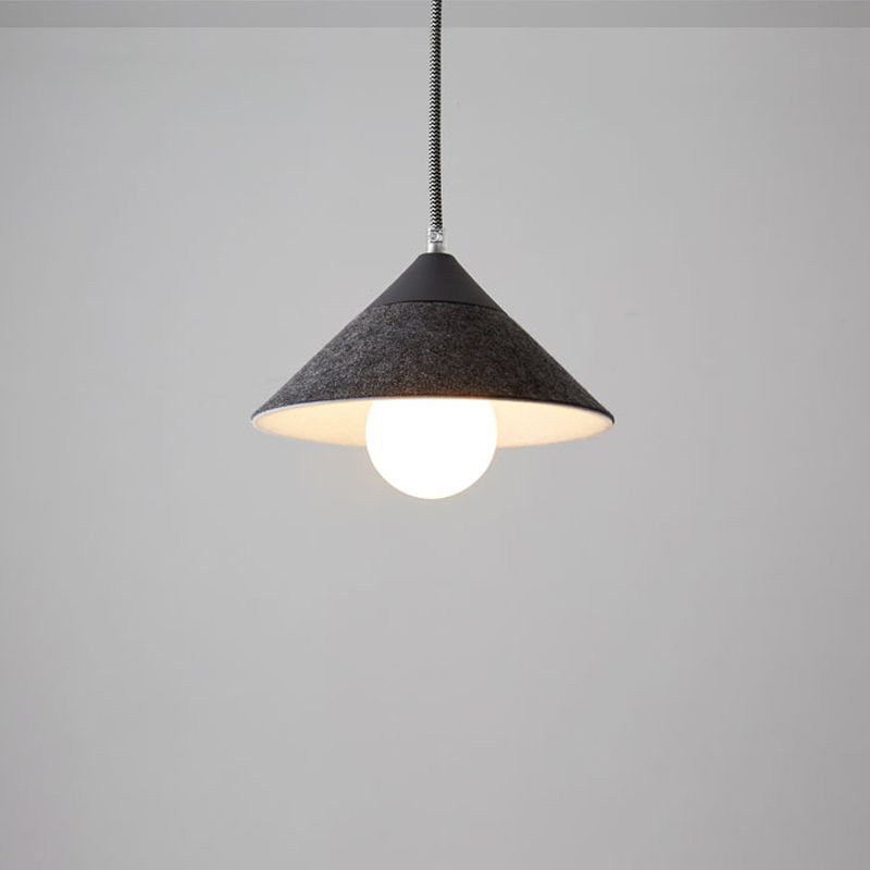 Felt Tapered Ceiling Light Farmhouse 1 Light Restaurant Down Lighting in Black/Grey for Dining Room