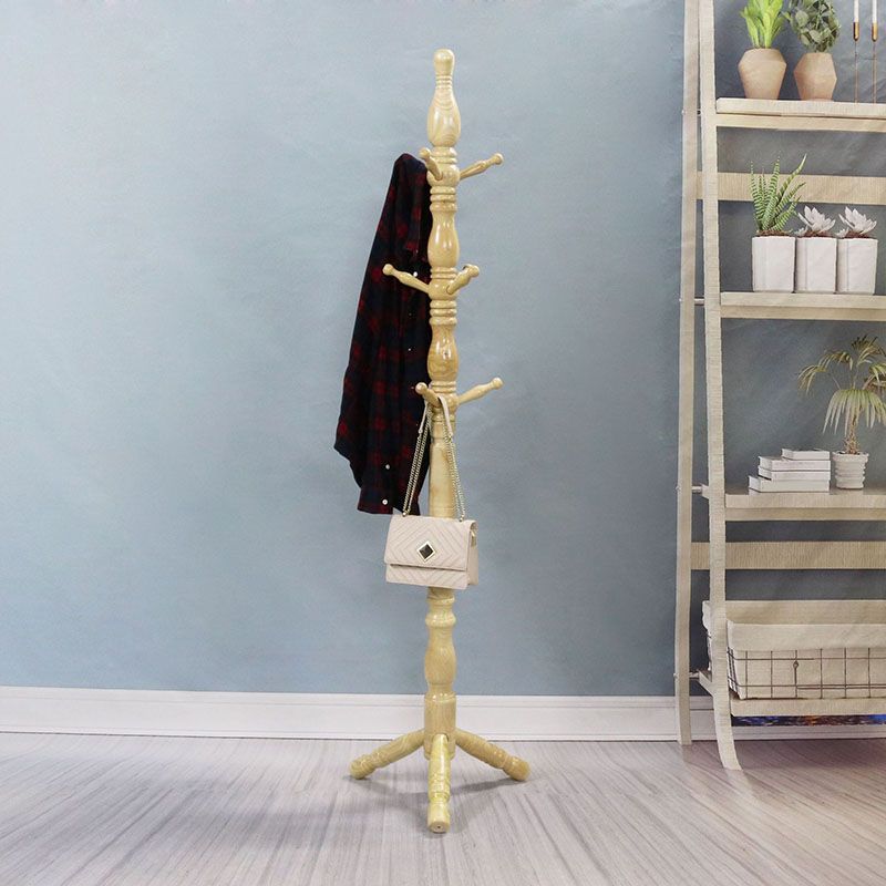 Traditional Wood Hall Tree Free Standing Entry Hall Tree with Coat Hooks