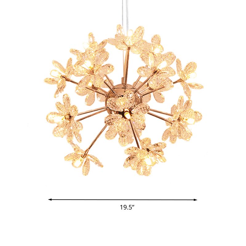 Starburst Ceiling Light Fixture Contemporary Crystal 18/24/32 Heads Chrome/Gold Chandelier Pendant Light, 18"/19.5"/23" Wide