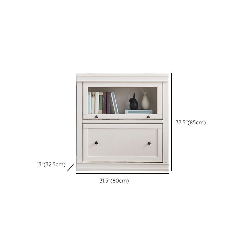 Wood Standard Bookshelf Contemporary Closed Back Bookcase with Drawers