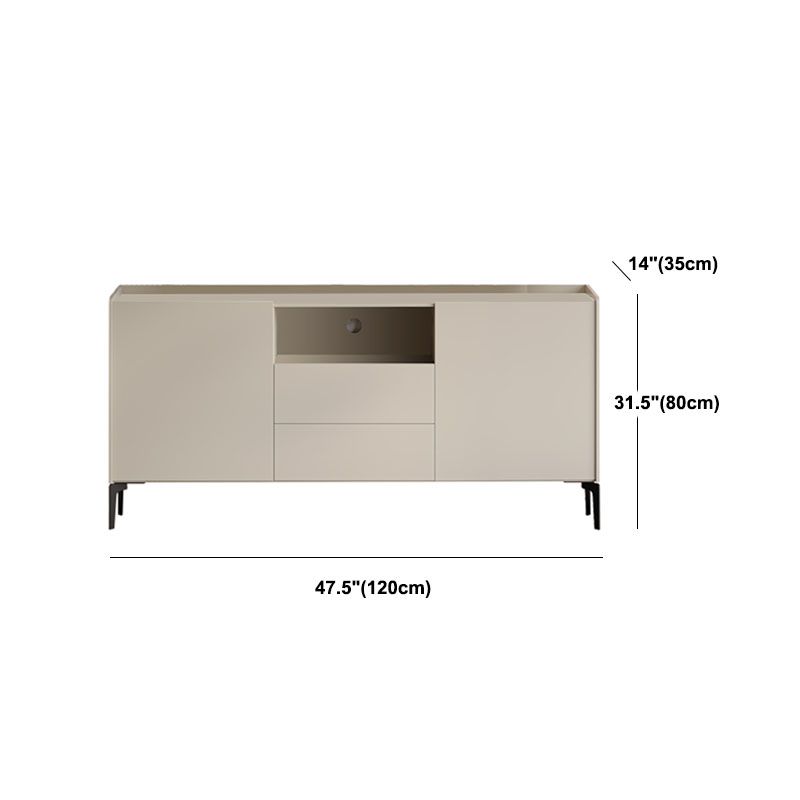 31.5" H Stone & Wood TV Console Modern 2-Door and Drawers TV Stand