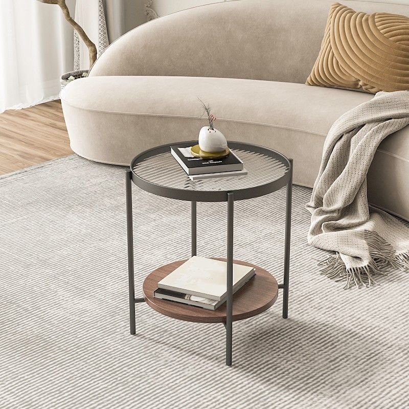 Four Legs Oval Coffee Table Glass Top Minimalist Modern Coffee Table