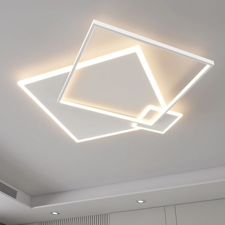 Square 3 - Light LED Ceiling Mount in Matte White Iron and Acrylic Flush