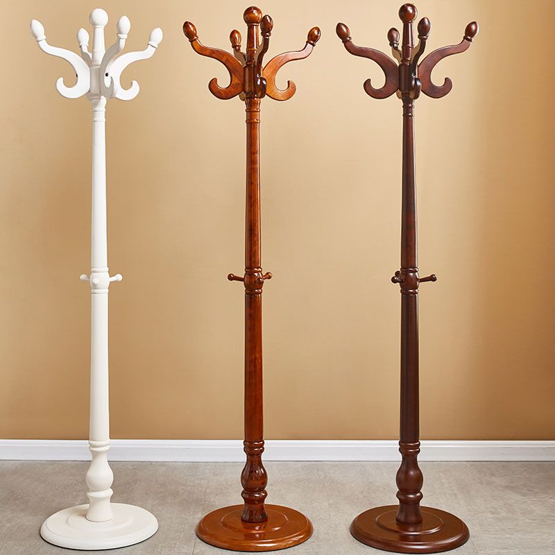 Traditional Coat Rack Plain Solid Wood Coat Rack with Round Bottom