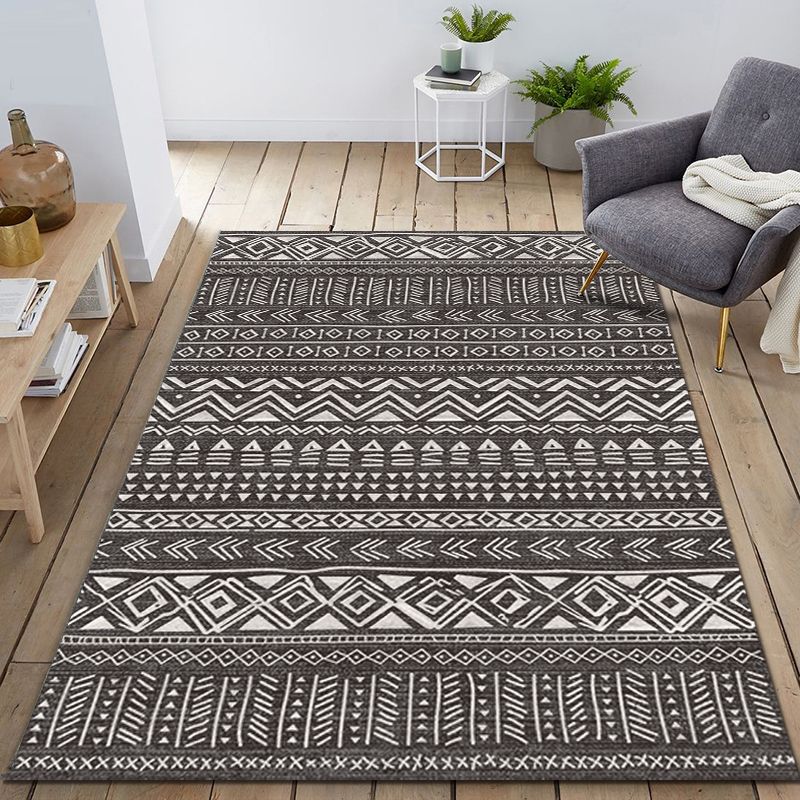 Ethnic Geometric Printed Rug Multi Colored Cotton Blend Indoor Rug Pet Friendly Easy Care Area Carpet for Living Room