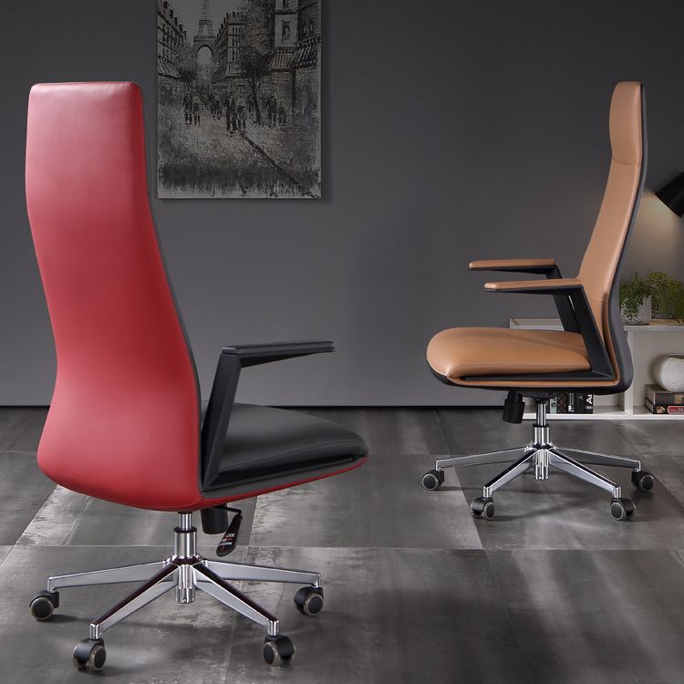 Modern Padded Arms Leather Office Chair Height-adjustable Chair