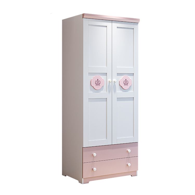 Cherry Wood Kid Wardrobe with Garment Rod and Lower Storage Drawers