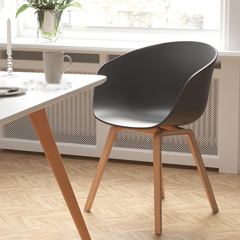 Contemporary Style Dining Room Chairs Kitchen Arm Chairs with Wooden Legs