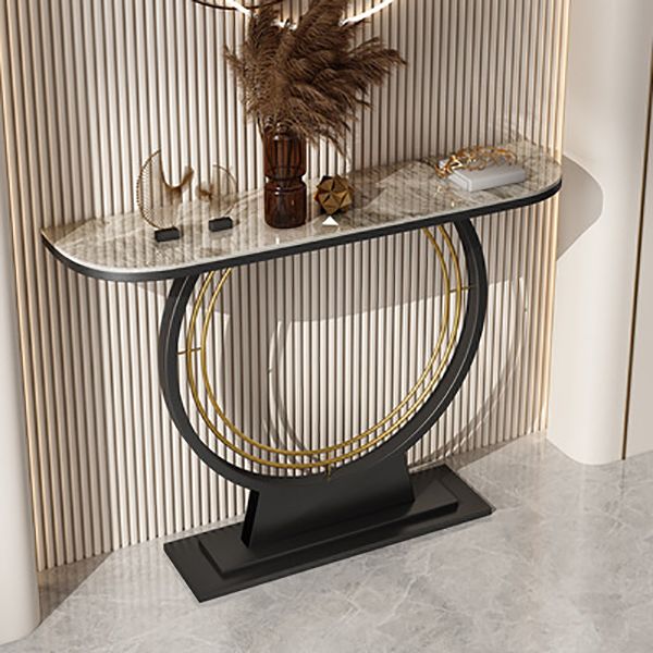 Glam Scratch Resistant Stain Resistant Half Moon Slate Console Table