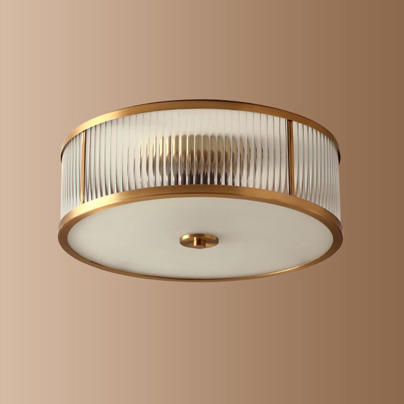 American Style Ceiling Light Cylinder Shape Ceiling Lamp with Glass Shade for Bedroom