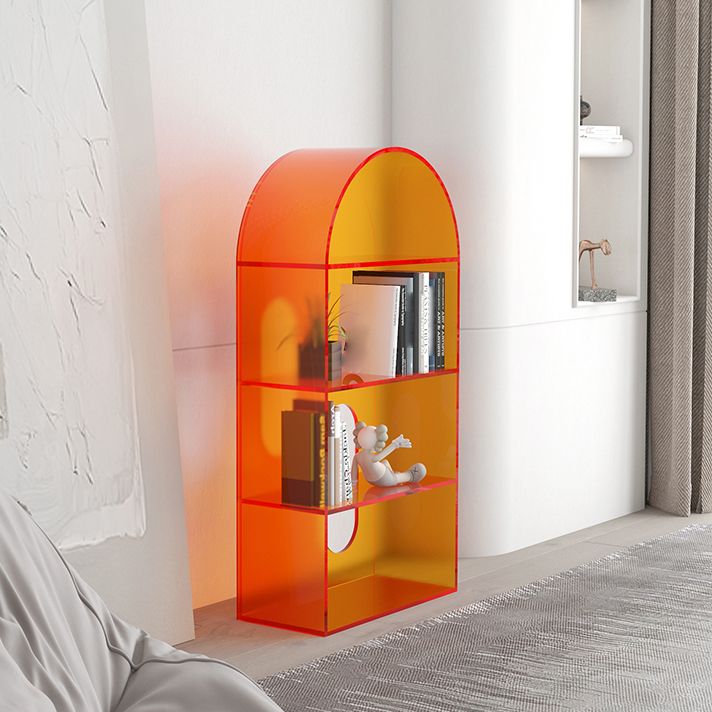 Acrylic Bookshelf Scandinavian Style Orange Open Back Bookcase for Home Office Study Room